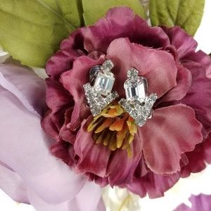 Vintage Crystal Art Deco Clip Statement Earrings